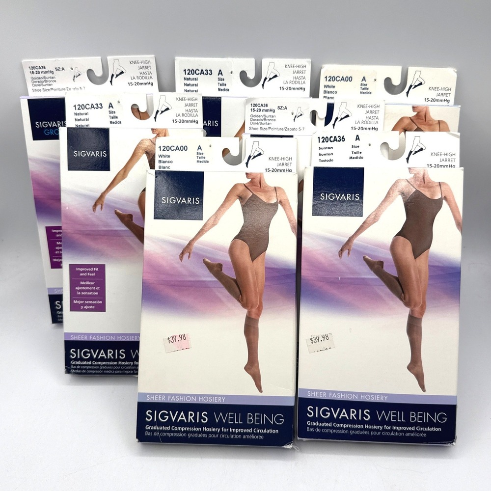 Sigvaris Well Being Compression Hosiery Womens Size A Knee High 15-20mmHg 7 Lot